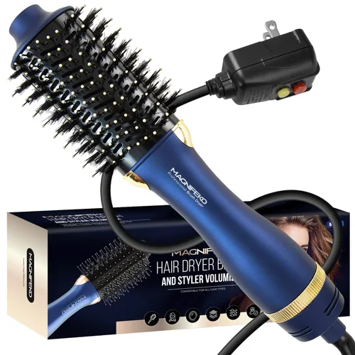 Miniatura 7 de Cepillo secador de pelo redondo - Cepillo secador de aire caliente para mujeres para secar el cabello, peinar y dar volumen (negro)