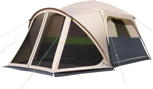 Tents for Camping 6/10 Person Camping Tent with Screen Porch, Weatherproof Large Cabin Tent with Rainfly and Carry Bag, Family Tent for Outdoor Beige