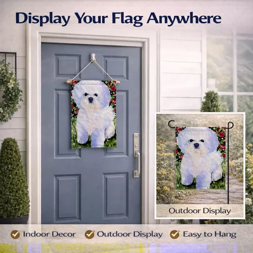 Miniatura 7 de Caroline's Treasures SS8914GF Bandera de Bichon Frise para jardín, bandera decorativa para patio exterior, obras de arte de patio, macizos de Bichon