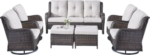 Miniatura 28 de Rilyson Mecedora de mimbre - Juego de 2 sillas mecedoras de mimbre para patio, sillas mecedoras de ratán para porche al aire libre, terraza, jardín