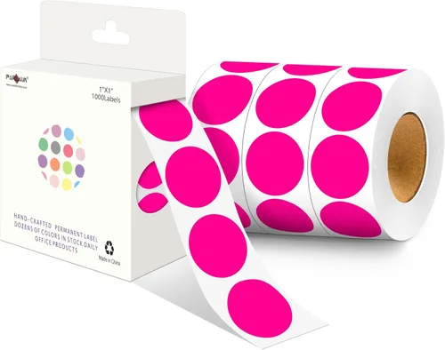 Miniatura 23 de PARLAIM Pegatinas adhesivas permanentes redondas de 1 pulgada con código de color en forma de puntos, 1000 por rollo, caja dispensadora de Azul