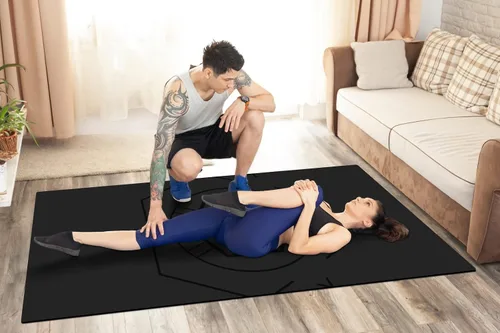 Miniatura 4 de Nuveti Alfombrilla de entrenamiento extra ancha, 1/2 pulgada de grosor, antideslizante y no tóxica, perfecta para yoga descalzo, pilates y meditación