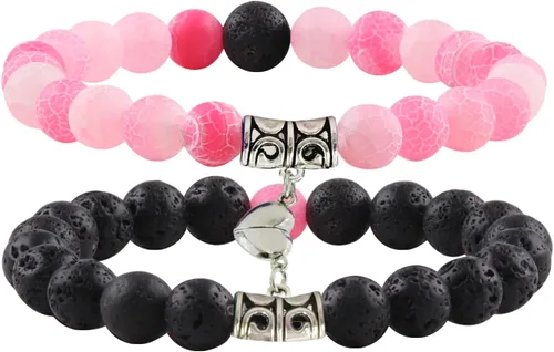 Miniatura 15 de 2 PCS Magnetic Couples Bracelets, Natural Stone Energy Stone Beads Bracelet Set His and Hers Long Distance Relationship Bracelet for Boyfriend
