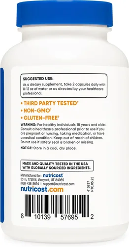 Miniatura 4 de Nutricost Suplemento de zinc + quercetina (50 mg de zinc, 800 mg de quercetina) 120 cápsulas - Vegano, sin OMG, sin gluten, 60 porciones