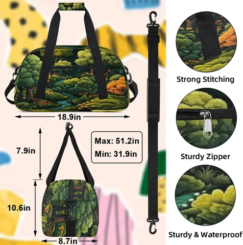 Miniatura 3 de Travel Duffle Bag, Waterproof Weekender Overnight Bags for Women Men Forest Lightweight Carry on Duffle Gym Bag for Travel, Sports, Fitness, Workout
