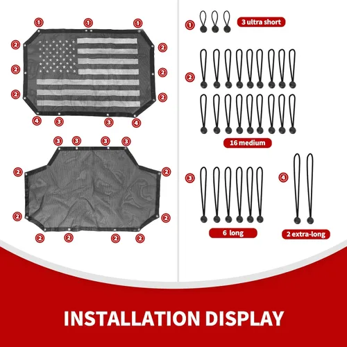 Miniatura 2 de JeCar Cubierta de malla para parasol delantero y trasero, protección UV, protección UV, accesorios exteriores compatibles con Jeep Wrangler de 4