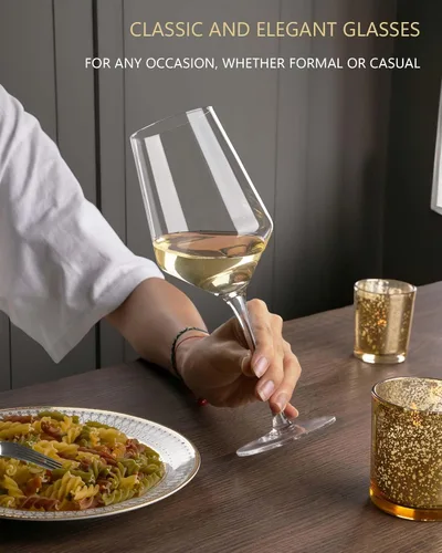 Miniatura 7 de JBHO Juego de 4 copas de vino sin plomo de 17 onzas, sopladas a mano, duraderas copas de vino de cristal para uso diario y alojamiento de invitados