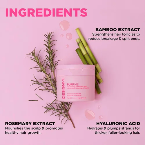 Miniatura 4 de Design.Me PUFF.ME - Látigo de tratamiento voluminizador Máscara voluminizadora ligera con ácido hialurónico para cabello fino y mediano Añade