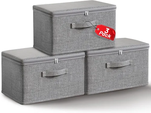Miniatura 8 de Contenedores de almacenamiento plegables para organización del hogar, cajas organizadoras plegables de tela impermeable [3 unidades], 15.75 x 11.81