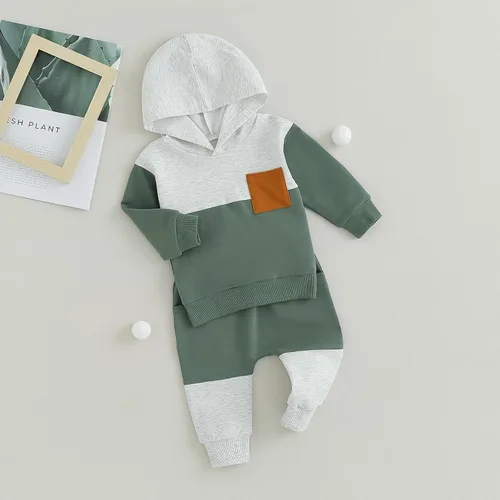 Miniatura 9 de Conjunto de ropa de otoño e invierno para bebé y niño, sudadera larga con capucha y pantalones para niños pequeños, 6, 12, 18, 24 meses, 2T