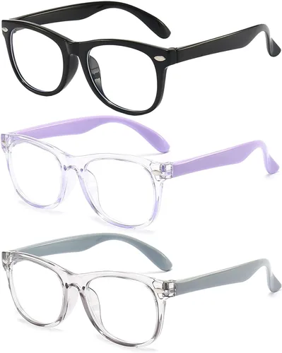 Miniatura 16 de FANNYGO Paquete de 3 gafas de bloqueo de luz azul para niños, gafas de lectura para computadora para niños y niñas de 3 a 9 años