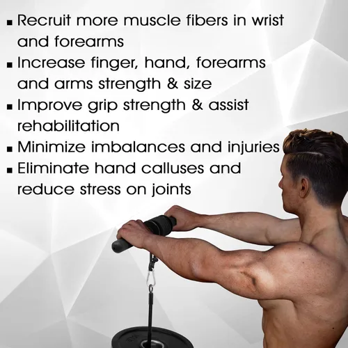 Miniatura 4 de Yes4All Wrist and Forearm Blaster, Build Massive Grip Strength & Muscles with Steel Wrist Roller & Forearm Roller, Heavy Duty Arm Blaster Fits 1" &