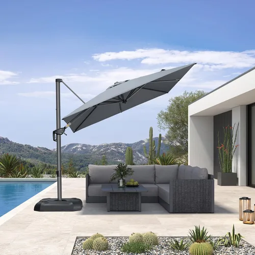 Miniatura 66 de PURPLE LEAF Sombrilla de Patio de 8 Pies para Exteriores Sombrilla Cantilever Cuadrada de Aluminio Sombrilla Offset con Rotación de 360 Grados