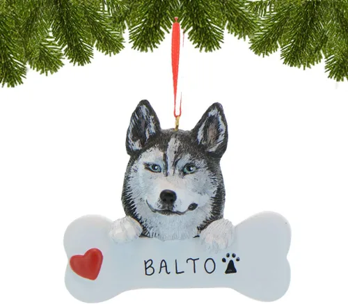 Miniatura 2 de Adornos de Navidad personalizados para perros 2024 – Adornos navideños de hueso de perro Husky para amantes de los perros, adorno de primera Navidad