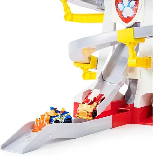 Miniatura 8 de Paw Patrol Adventure Bay Lookout Tower Playset con 2 vehículos de metal fundido a escala 1:55 (Chase y Marshall): Twin Track Rescue Way, set de 25