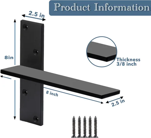 Miniatura 2 de Soporte de encimera colgante gratuito de 8 pulgadas de largo x 2.5 pulgadas de ancho, paquete de 2 soportes de estante de pared flotante oculto