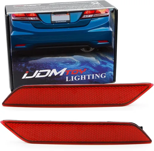 Miniatura 8 de iJDMTOY Lentes reflectoras de parachoques trasero de lente transparente compatibles con Honda Civic Sedan 2013-2015 9ª generación, ensamblaje LH RH
