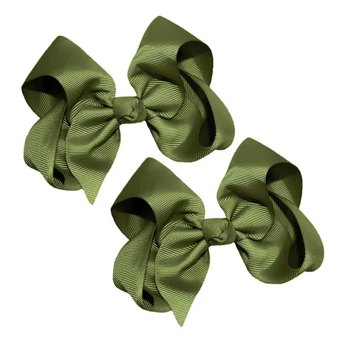 Miniatura 6 de WEBB DIRECT2U Juego de dos lazos para el pelo de grogrén sólido de 4 pulgadas, pinzas de cocodrilo, color verde manzana