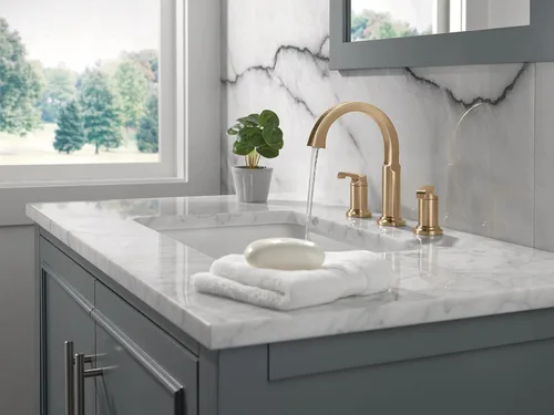 Miniatura 2 de Llave de baño Delta Tetra Oro generalizada de 3 agujeros, llave de baño dorada para lavabo de baño, llave de lavabo de baño, Tecnología de sello