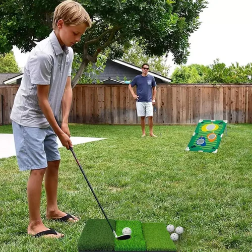 Miniatura 7 de NEWCARE Golf Hitting Mat, Thickened Golf Practice Mat for Indoor Outdoor Training, Swing Path Hitting Turf Mat with Non-Slip Rubber Backing, Golf