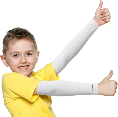 Miniatura 9 de JOEYOUNG Mangas de brazo para niños (4-9 años), mangas solares para fútbol, baloncesto, disfraz para fiesta, protección UV, manga refrescante