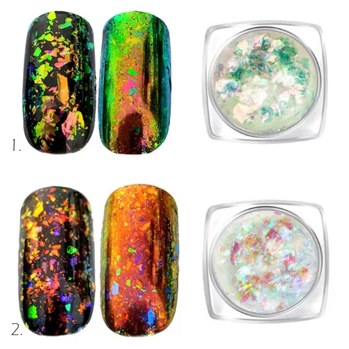 Miniatura 4 de Juego de 6 frascos de copos de uñas de camaleón con purpurina iridiscente (camaleón claro)