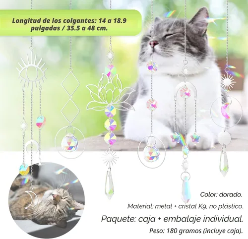 Miniatura 4 de ilclviz Atrapasoles de Cristal Colgante con Colgante de Prisma y Cadena - Ornamento con Bolas de Cristal para Ventana, 6 Piezas Plata B