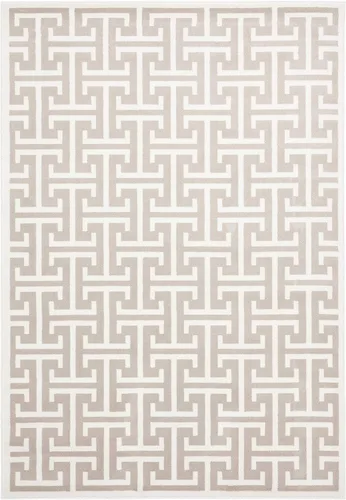 Miniatura 3 de Abani Arto Collection - Alfombra contemporánea con diseño moderno de clave griega 3D, color beige y blanco, diseño geométrico meandro de 7 pies 9