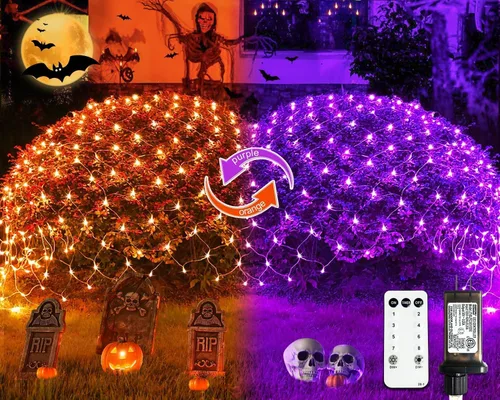 Miniatura 27 de JMEXSUSS - Luces de red para exteriores impermeables, de 12 x 5 pies, con enchufe y 8 modos con control remoto, 360 luces LED para decoración