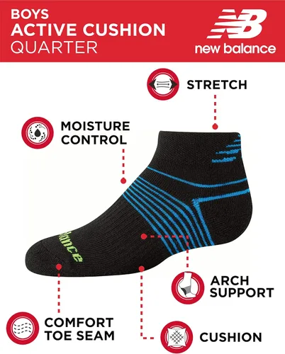 Miniatura 3 de New Balance Calcetines para niño - Calcetines acolchados de rendimiento (8 unidades)