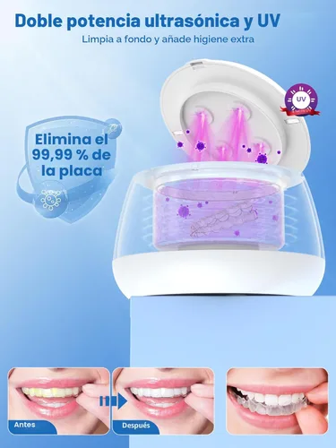 Miniatura 3 de KUNPHY Máquina Limpiadora Ultrasónica de Retenedores 2026, Cápsula de Limpieza Dental de 48 kHz para Brackets, Protector Nocturno, Protector Bucal