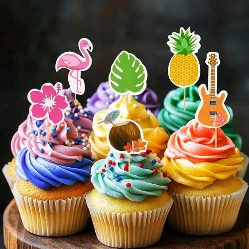 Miniatura 8 de 29 piezas de decoración de pastel de flores, hojas de palma, bola de mariposa, decoración bohemia para tartas, decoración de pastel de cumpleaños
