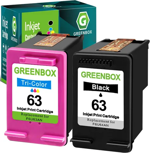GREENBOX Paquete combinado de cartuchos de tinta de repuesto 63 para HP 63, cartucho de tinta negro y color para Envy 4512 4520 Officejet 3830 4650