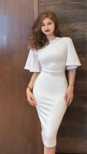 Miniatura 5 de Memoriesea - Vestido de tubo entallado para mujer, diseño de mangas cortas acampanadas con volantes, largo por debajo de la rodilla