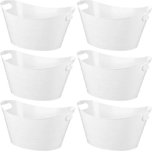 Miniatura 17 de Patelai 6 Piezas Cubetas de Hielo Pack, Cubetas de Hielo de Plástico con Asas, Tina de Almacenamiento Ovalada, Recipiente de Bebidas de Gran