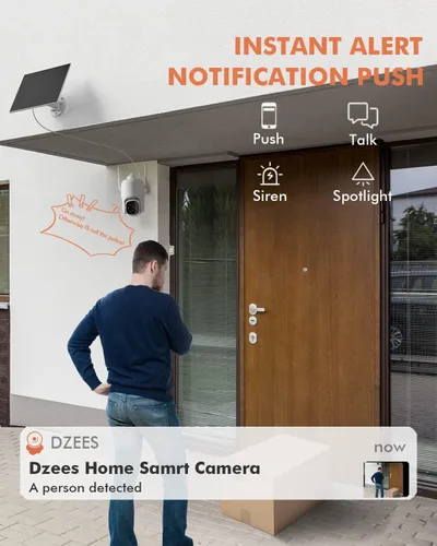 Miniatura 4 de Dzees Cámaras de seguridad inalámbricas para exteriores, panorámica/inclinación 2K de visión de 360°, cámaras WiFi alimentadas por energía Cámara