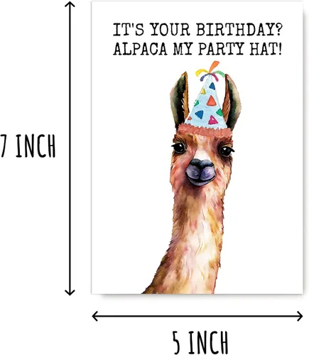 Miniatura 2 de OystersPearl It's Your Birthday Alpaca My Party Hat - Tarjeta de cumpleaños - Tarjeta de alpaca - Tarjeta de felicitación - Tarjeta divertida