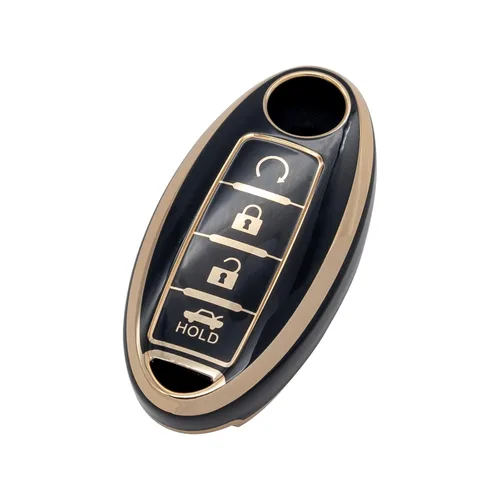 Funda protectora para llavero inteligente de TPU con borde dorado, compatible con Infiniti EX FX X G JX M Q Series para NISSAN ALTIMA COUPE ARMADA