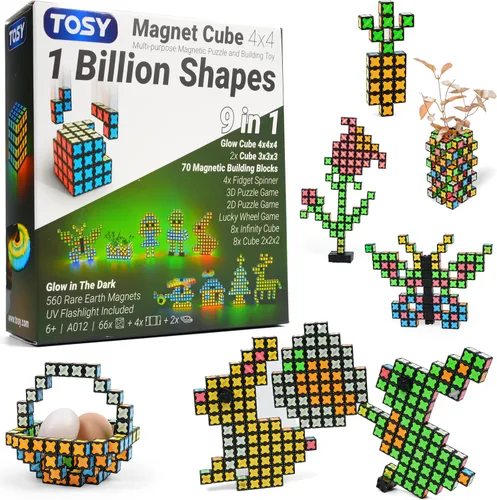 Miniatura 12 de TOSY Cubo magnético 2x2 – 8 bloques, juguete 2 en 1: cubo de rompecabezas de 2 x 2 x 2 y cubo infinito personalizable, regalos de cesta de Pascua