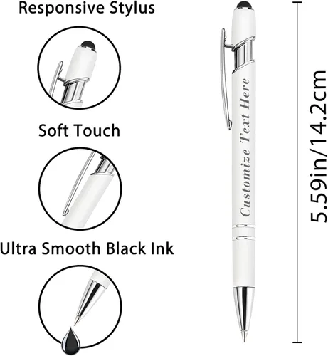 Miniatura 4 de Bolígrafos personalizados a granel con punta de lápiz capacitivo, 12 bolígrafos personalizados con logotipo de mensaje con nombre, bolígrafos