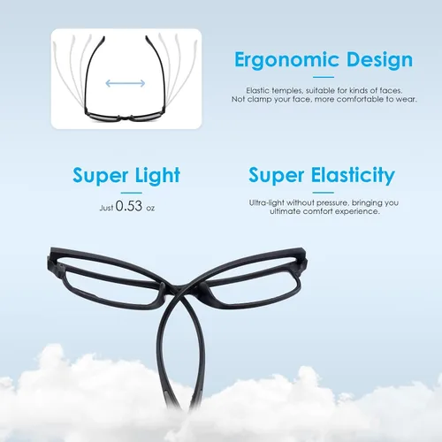 Miniatura 4 de CARA Premium 2 Pack Gafas de Lectura Progresivas Multifocales, Marco TR90 Ligero Anti-luz Azul para Computadora, Estándar para Rango de Distancia