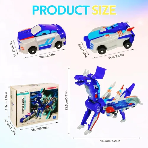Miniatura 5 de Vehículo de juguete de dinosaurio transformador por colisión, 2 autos magnéticos que se transforman en juguetes de dinosaurio, juguetes de autos