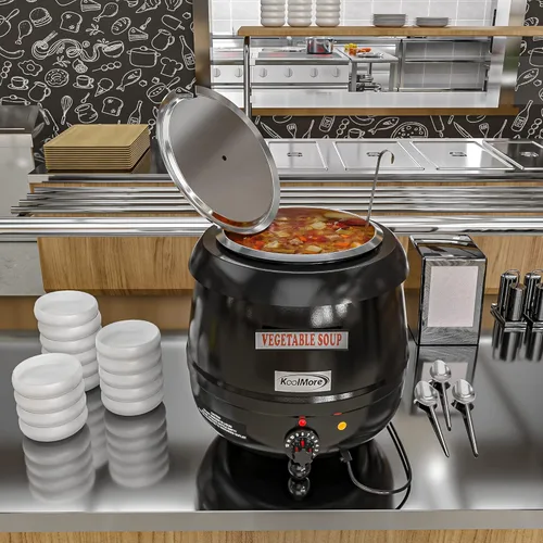 Miniatura 7 de KoolMore Calentador de sopa comercial con tapa con bisagras e inserto de olla extraíble para bufé, restaurante, fiesta, evento y catering, grande
