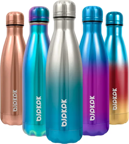 Miniatura 81 de BJPKPK Botellas de agua de acero inoxidable con aislamiento de 17 onzas, mantiene el frío y el calor, brillante oro rosa Oro rosa brillante