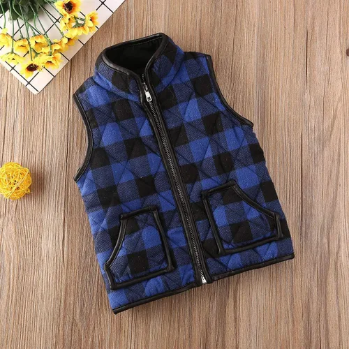 Miniatura 2 de Chaleco acolchado a cuadros de búfalo de Navidad para niñas pequeñas, chaleco sin mangas, chaquetas para otoño e invierno