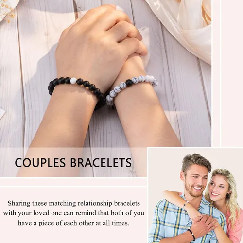 Miniatura 2 de UNGENT THEM Juego de pulseras ajustables a juego para parejas, regalos para novio, novia, pareja, marido, esposa, prometido, alma gemela, hombres