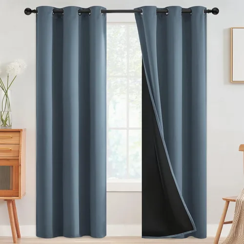 Miniatura 51 de SimpleHome - Cortinas opacas 100% para recámara, cortinas de ventana con ojales beige, con aislamiento térmico, cortinas de oscurecimiento