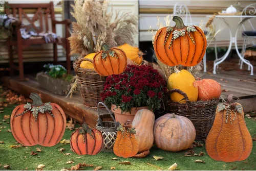 Miniatura 5 de Letreros de metal con estacas de calabaza, decoración de otoño, decoración decorativa de jardín, césped, calabazas, decoración de otoño al aire