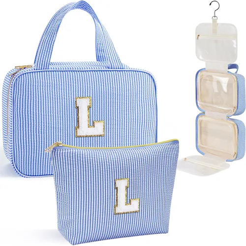 Miniatura 50 de YOOLIFE Regalos de cumpleaños para mujeres adolescentes, neceser colgante con inicial para mujeres, adolescentes y niñas, bolsa de aseo de viaje