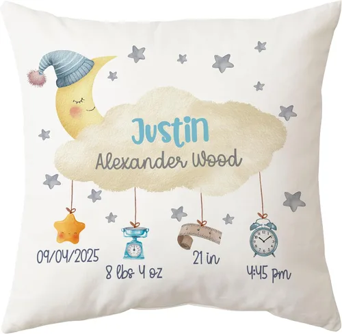 Miniatura 13 de Hyturtle Almohada personalizada para niños y niñas (inserto incluido) Regalos - Cojín de guardería - Nuevo regalo para bebé niño niña - Almohada
